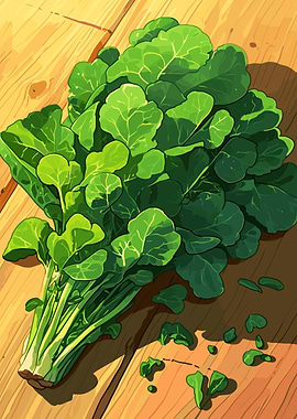 Fresh Green Bok Choy on Wood