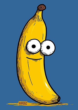 Cartoon Banana with Googly Eyes