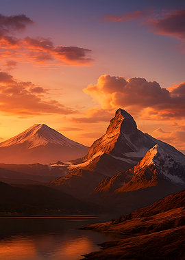 Mountain Peaks at Sunset