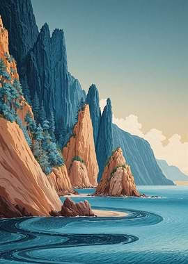 Coastal Cliffs and Turquoise Sea