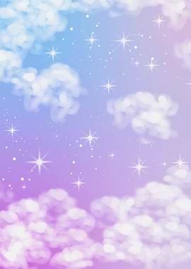 Pastel Sky with Clouds and Stars