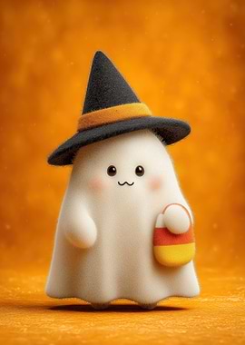 Cute Halloween Ghost with Candy Corn