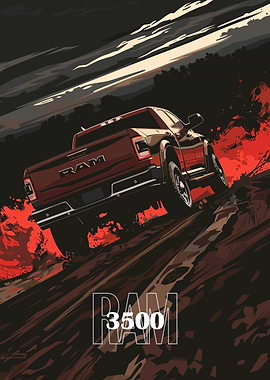 Red Ram 3500 Truck Illustration
