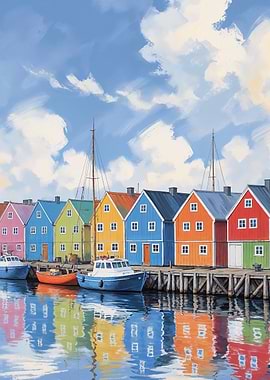 Colorful Harbor Reflections