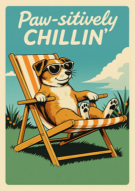 Paw-sitively Chillin' Dog in Deckchair