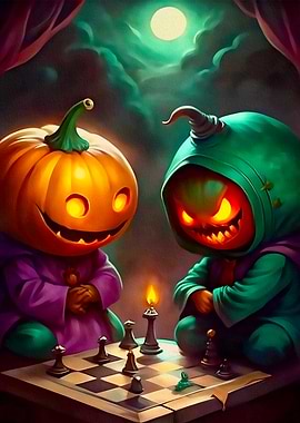 Halloween Pumpkin Chess Match