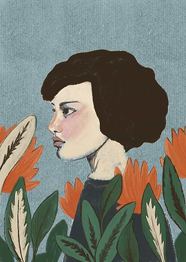 Portrait of a woman with flowers