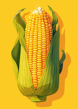 Vibrant Corn on the Cob Illustration