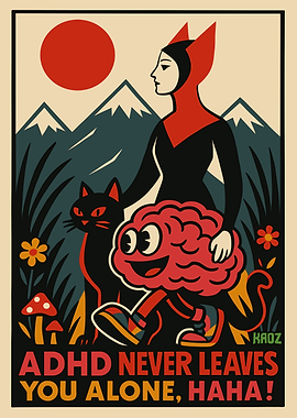 ADHD Never Leaves You Alone Art