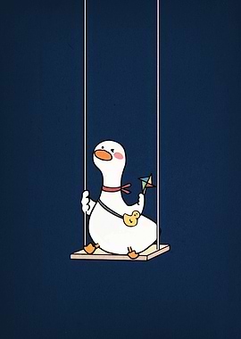 Cute Duck on Swing Illustration