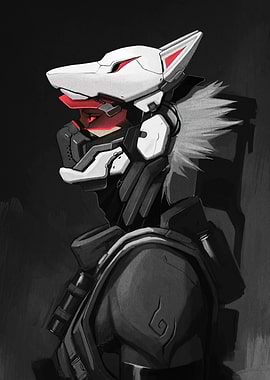 Cyberpunk Wolf Warrior Digital Art