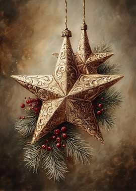 Golden Christmas Stars