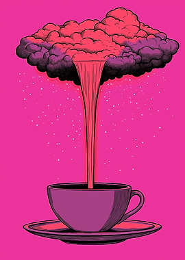 A floating cloud pouring into a teacup