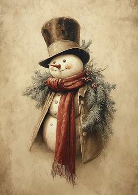 Vintage Snowman Portrait