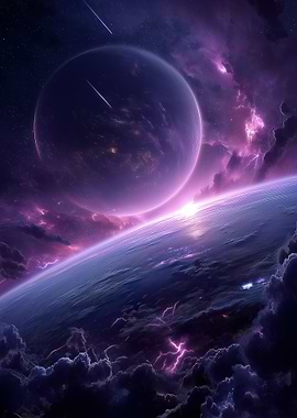 Planetary Purple Space Scene