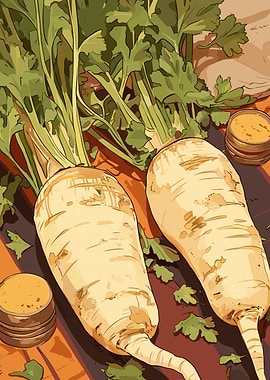 Parsnips and Sauce Still Life