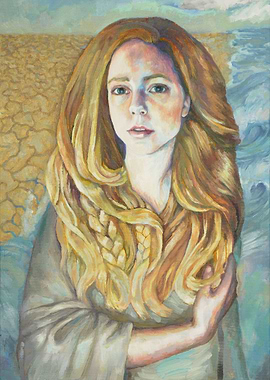 Woman Portrait with Desert and Ocean