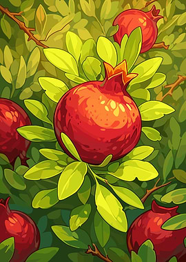 Pomegranate Tree Illustration