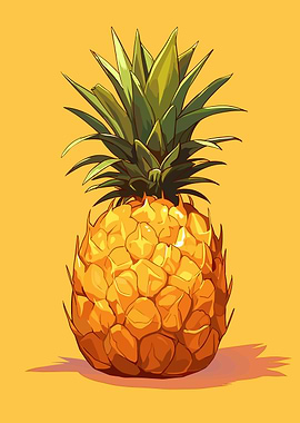 Stylized Pineapple on Yellow Background