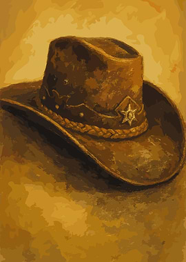 Brown Cowboy Hat Painting