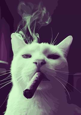 Cat Smoking Cigar