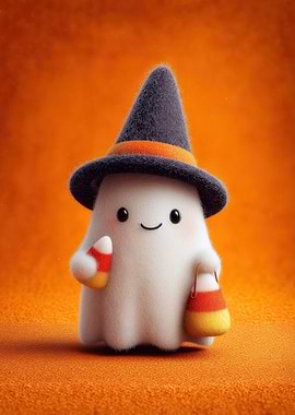 Cute Halloween Ghost with Candy Corn
