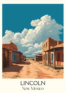 Lincoln, New Mexico street scene art