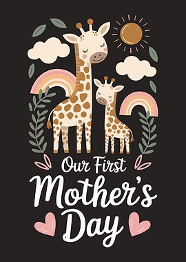 Our First Mother's Day Giraffe Illustration