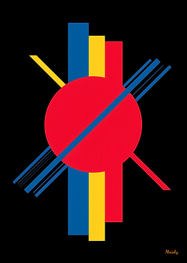 Red Circle Bauhaus Minimalist Geometric Poster