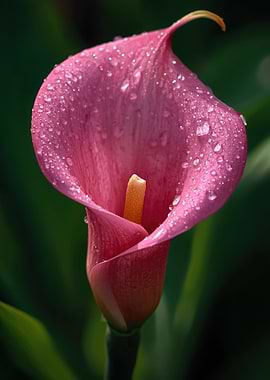 Pink Calla Lily with Water Droplets