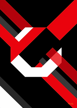 Red and White Hexagon Bauhaus Minimalist Poster