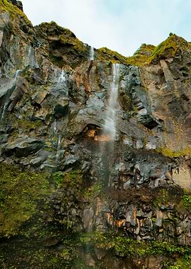 Rocky Cliff with Waterfalls