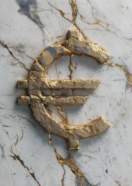 Golden Euro Symbol on Marble