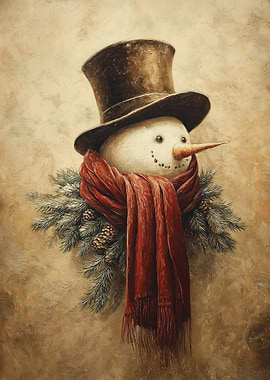 Snowman Oil Painting