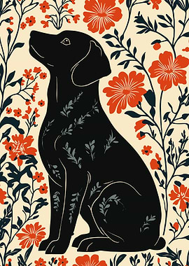 Dog with Floral Pattern