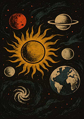 Vintage Solar System Illustration