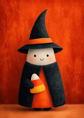 Cute Halloween Witch with Candy Corn