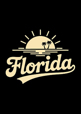 Florida graphic with sunset and palms