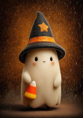 Cute Halloween Ghost with Candy Corn
