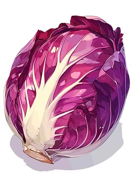 Vibrant Red Cabbage Digital Art