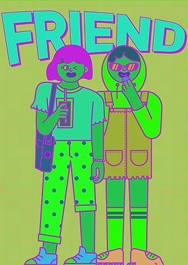 Friendship Illustration with Vibrant Colors