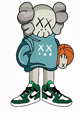 KAWS-inspired character with basketball and sneakers