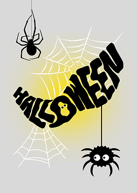 Halloween Spooky Typography with Spiders