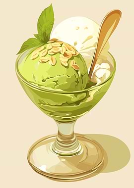Matcha and Vanilla Ice Cream Dessert