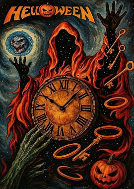 Helloween Album Art with Clock and Reaper