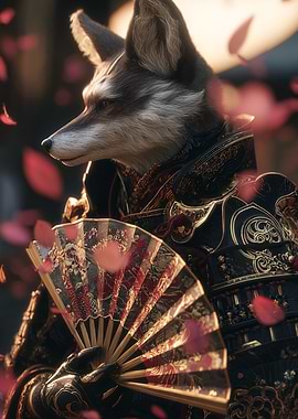 Fox Samurai with Fan