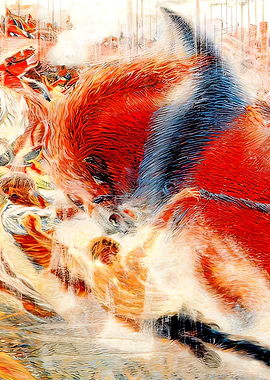 Dynamic Horse Painting with Crowd by Umberto Boccioni