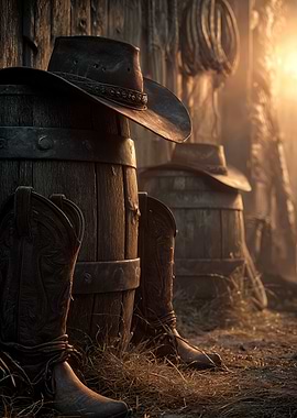 Western Still Life with Cowboy Gear
