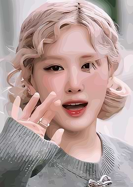 Rose Blackpink Portrait Art with Hand Raised