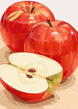 Red Apples Still Life Illustration